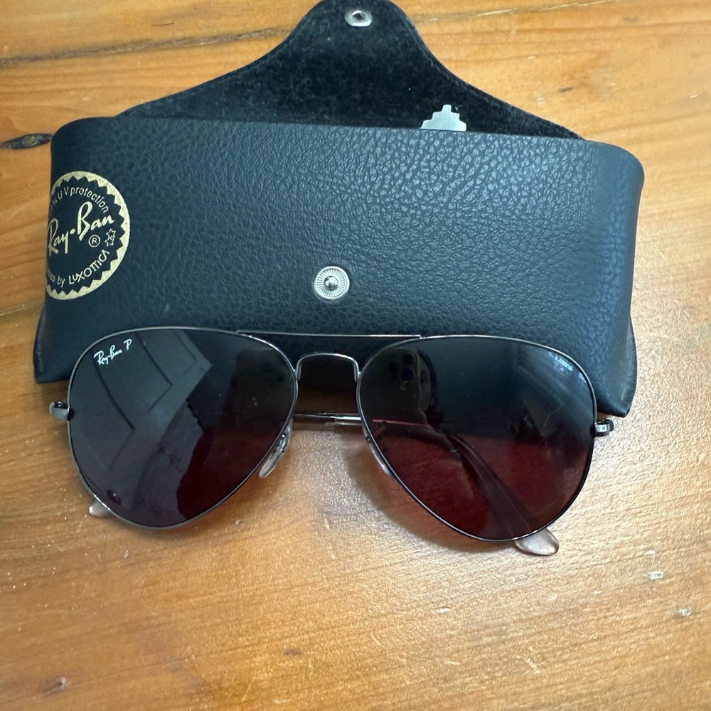 Ray-Ban Aviator Sunglasses with Purple and Silver Accents